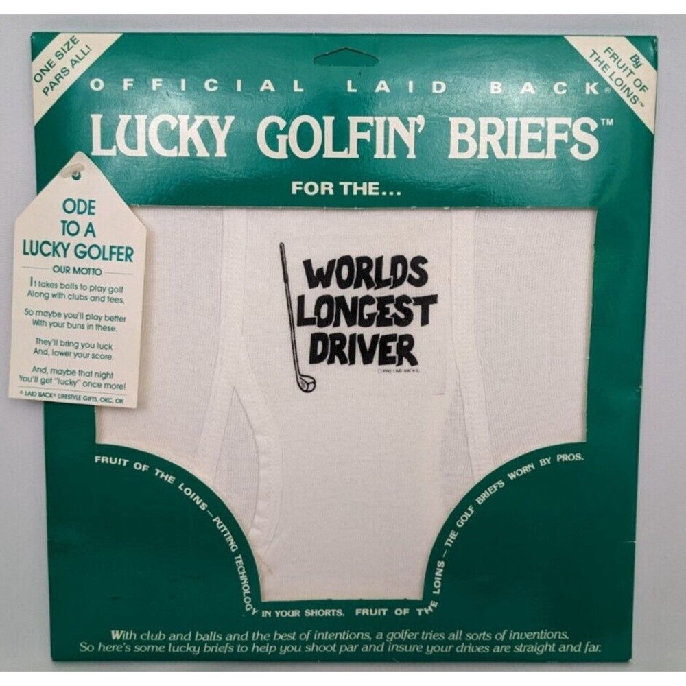 Lucky Golfin' Briefs Underwear Worlds Longest Driver '92 Golf Official Laid Back